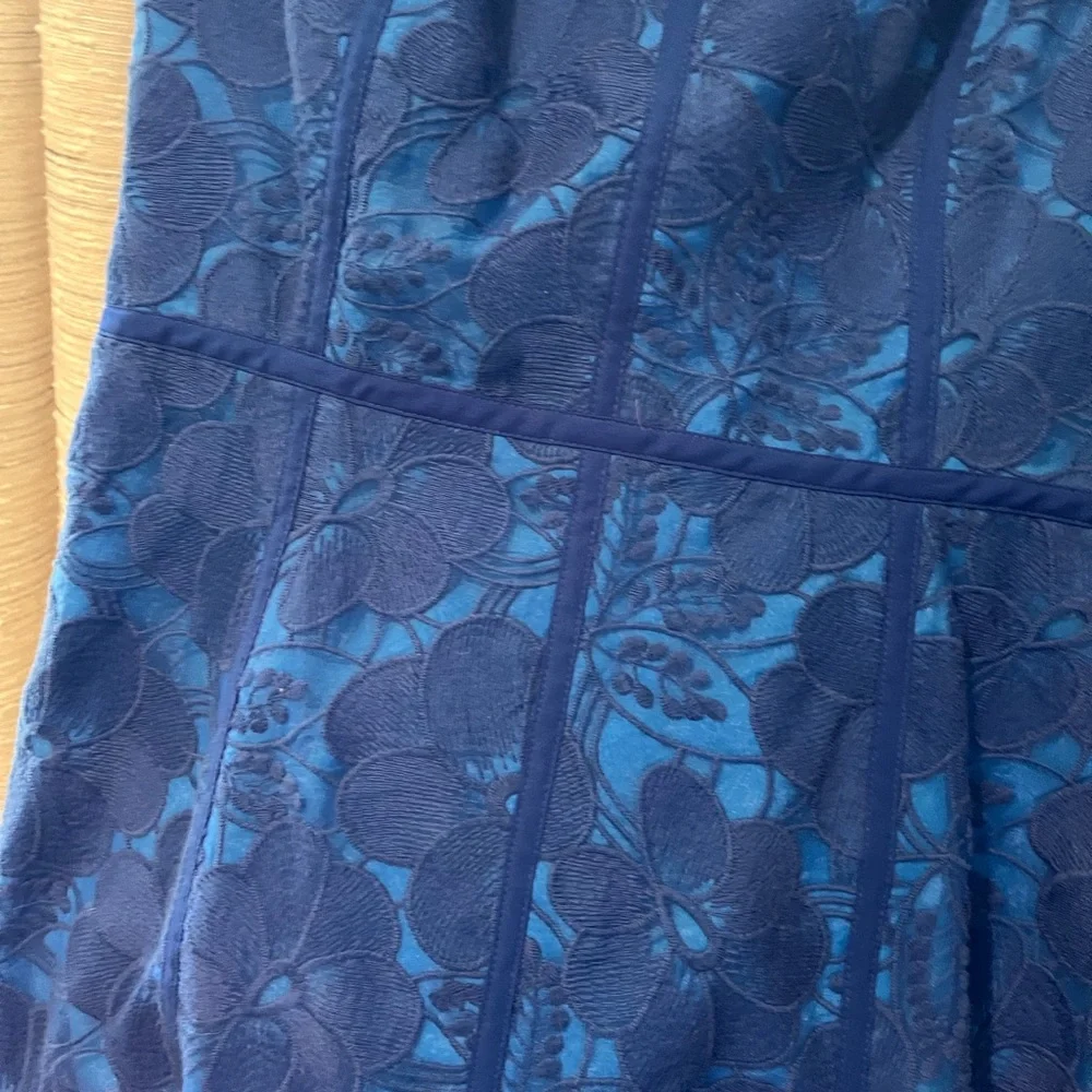 Cynthia Steffe lace cut out blue sheath dress. Size 10